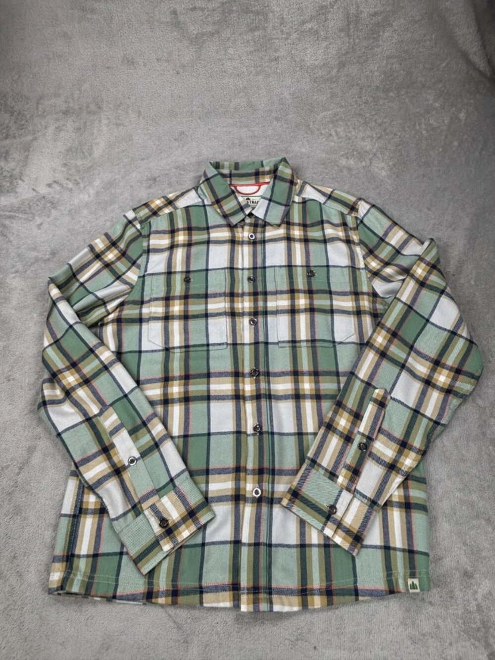 Lake & Trail Shirt Mens Medium Green Flannel Plaid Workwear Casual Button Up